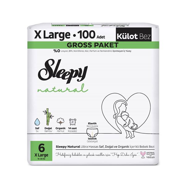 Sleepy Natural Gross Paket Külot Bez 6 Numara Xlarge 100 Adet