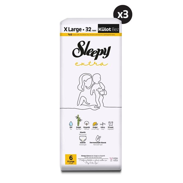 Sleepy Extra Günlük Aktivite Avantajlı Paket Külot Bez 6 Numara Xlarge 96 Adet