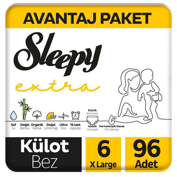 Resim Sleepy Extra Günlük Aktivite Avantajlı Paket Külot Bez 6 Numara Xlarge 96 Adet
