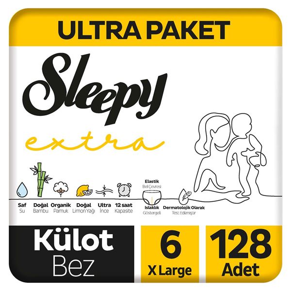 Resim Sleepy Extra Günlük Aktivite Ultra Paket Külot Bez 6 Numara Xlarge 128 Adet