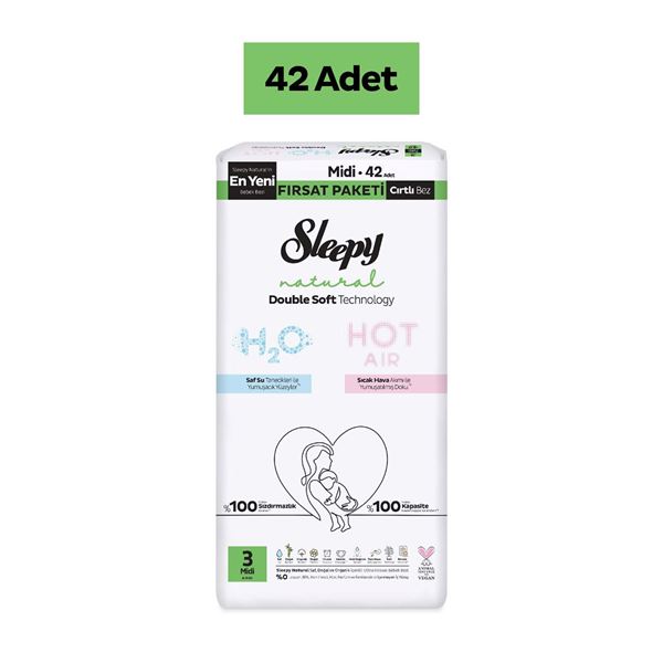 Sleepy Natural Double Soft Fırsat Paketi Bebek Bezi 3 Numara Midi 42 Adet