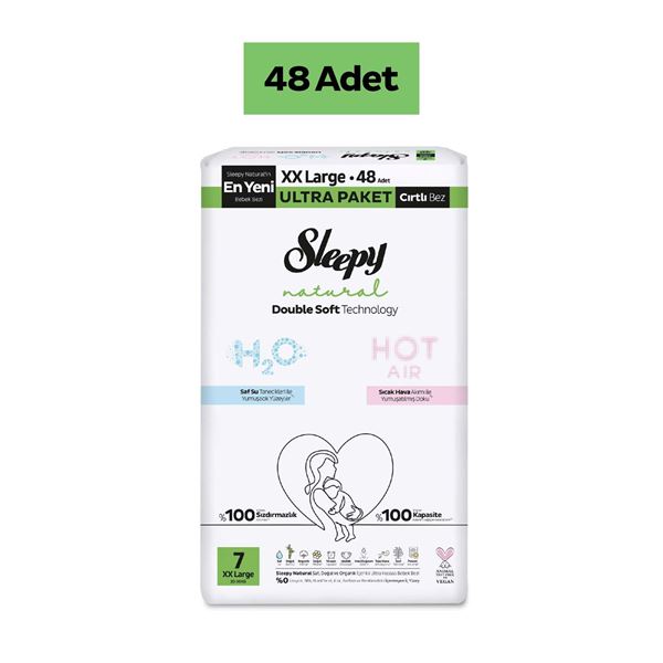 Sleepy Natural Double Soft Ultra Paket Bebek Bezi 7 Numara Xxlarge 48 Adet
