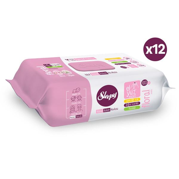 Sleepy Floral Kişisel Bakım Havlusu 12x100 (1200 Yaprak)