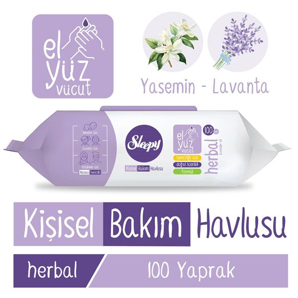 Resim Sleepy Herbal Kişisel Bakım Havlusu 100 Yaprak