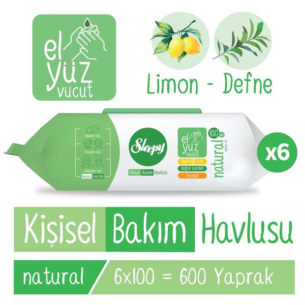 Resim Sleepy Natural Kişisel Bakım Havlusu 6x100 (600 Yaprak)