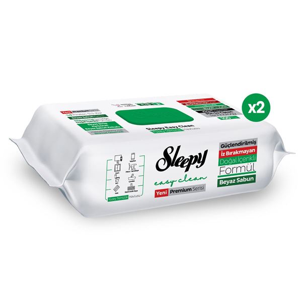 Sleepy Easy Clean Premium Beyaz Sabun Katkılı Yüzey Temizlik Havlusu Mendili 2x100 (200 Yaprak)